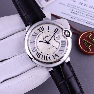 Cartier 42MM in Diameter 2824 Movement Sapphire Glass Black Leather Bracelet Watch